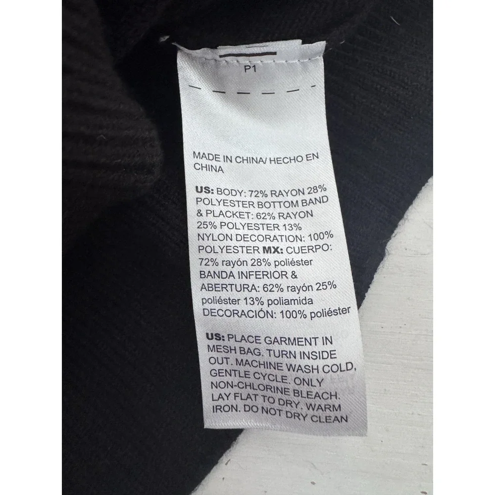 Chico's Black Floral Embroidered Cardigan 3 (XL) Boho Sweater Cottagecore